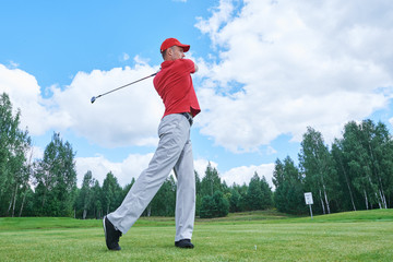 Obraz premium golfer in golf field with club