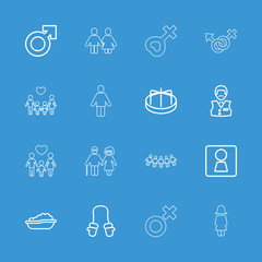 Collection of 16 boy outline icons