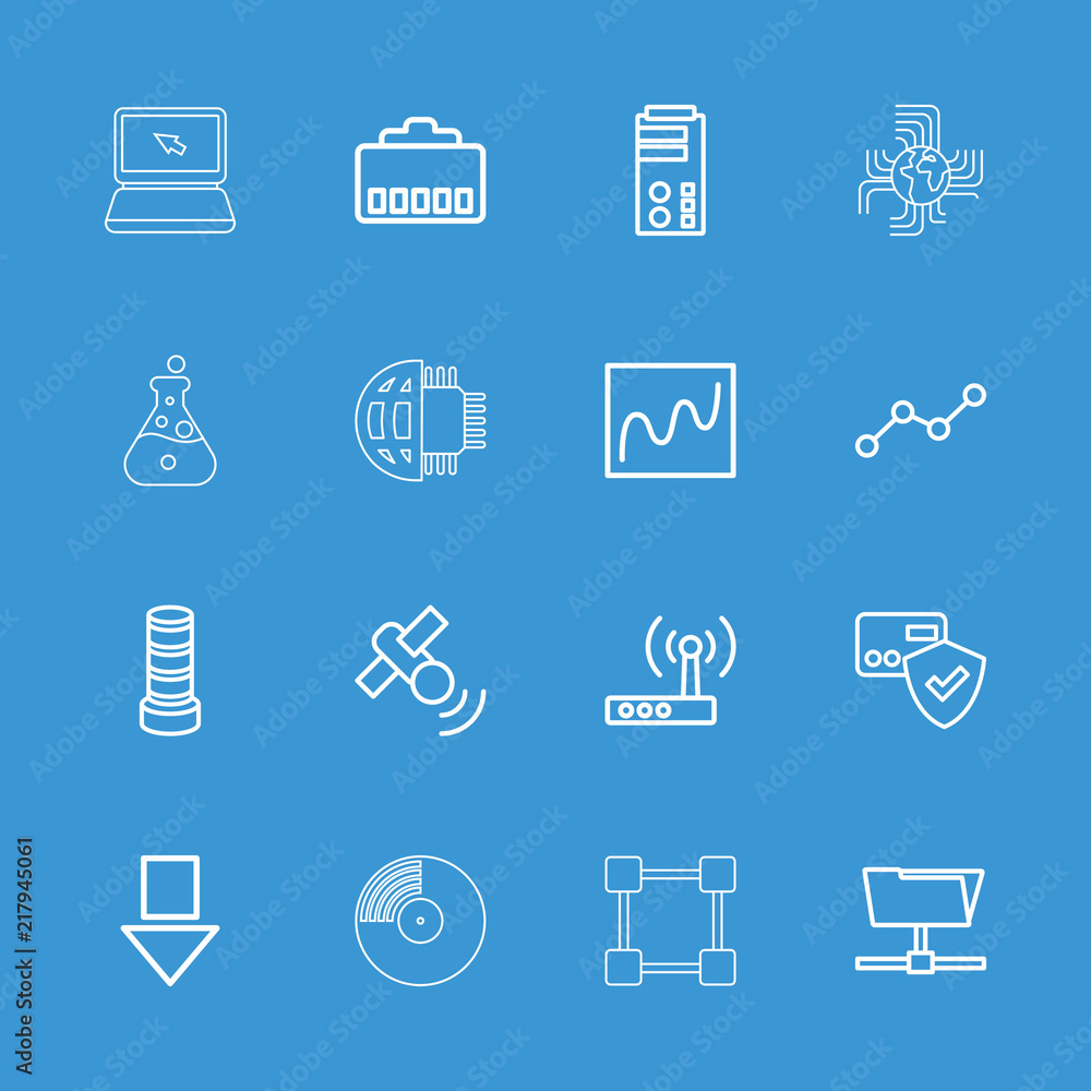 Poster collection of 16 data outline icons