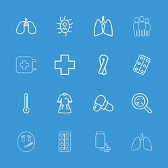 Collection of 16 illness outline icons