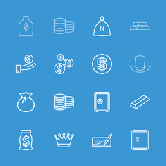 Collection of 16 wealth outline icons