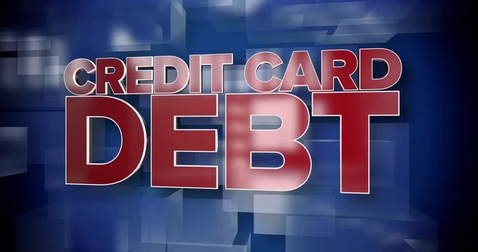 A red and blue dynamic 3D Credit Card Debt title page background animation.  	