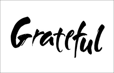 Grateful hand drawn postcard. Vector lettering for Thanksgiving day. Ink illustration. Modern brush calligraphy.