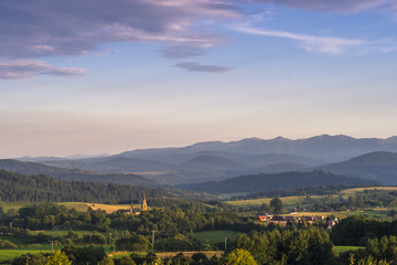 Fototapeta premium Bieszczady, widok na Lutowiska i Bieszczady wysokie