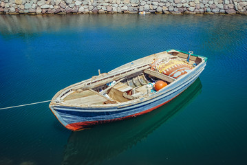 Small fishing boat in Ortakent near Bodrum city in Mugla Province, Turkey
