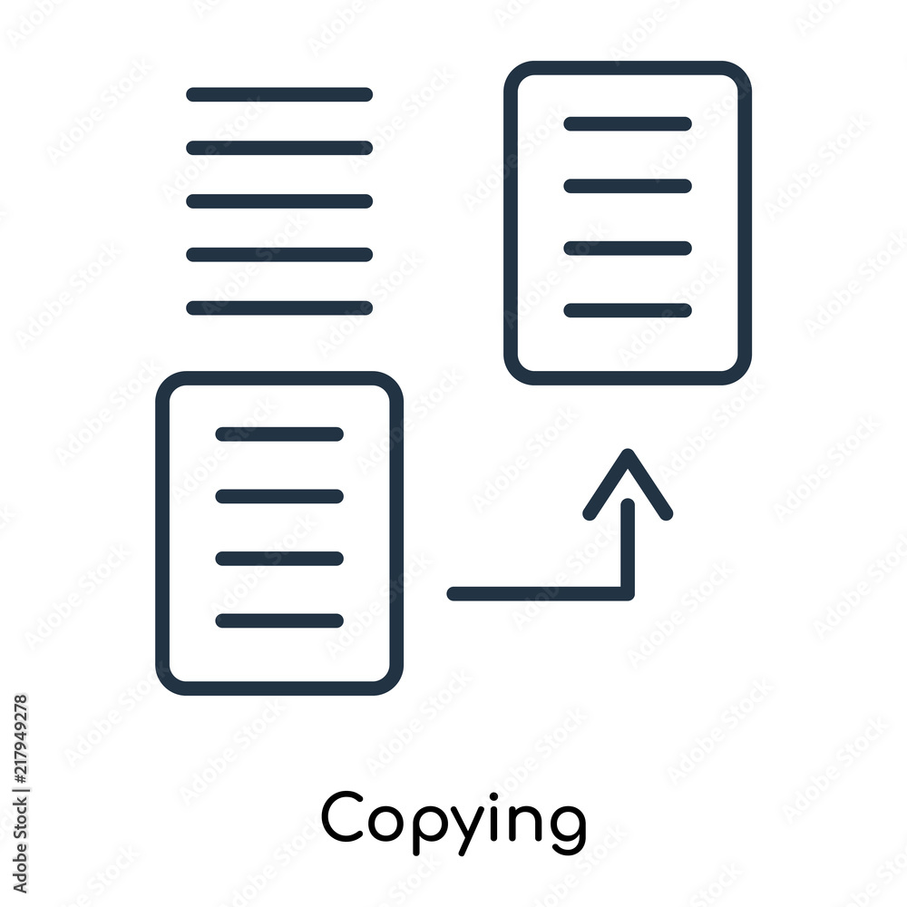 Poster copying icon vector isolated on white background, copying sign , thin symbols or lined elements in o