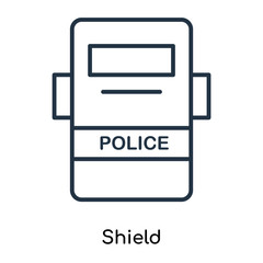 Shield icon vector isolated on white background, Shield sign , thin symbols or lined elements in outline style