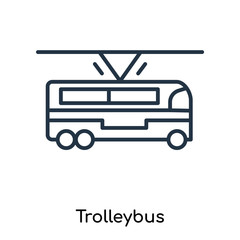 Trolleybus icon vector isolated on white background, Trolleybus sign , thin symbols or lined elements in outline style
