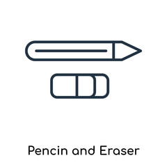 Pencin and Eraser icon vector isolated on white background, Pencin and Eraser sign , thin symbols or lined elements in outline style