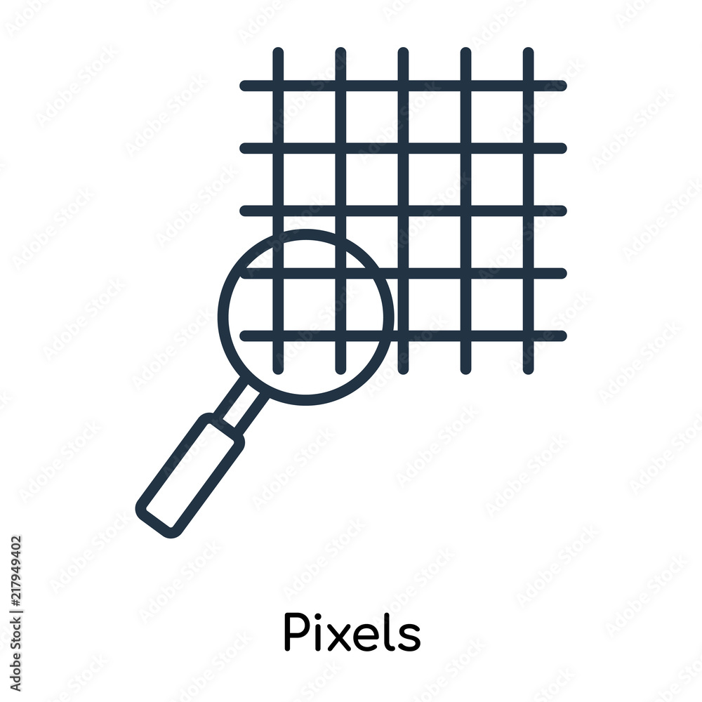 Poster pixels icon vector isolated on white background, pixels sign , thin symbols or lined elements in out