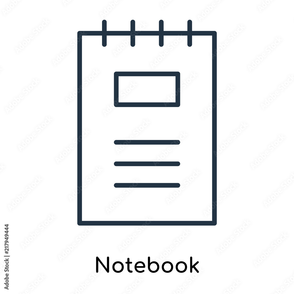 Poster notebook icon vector isolated on white background, notebook sign , thin symbols or lined elements in