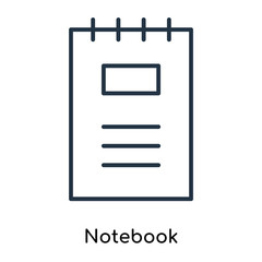Notebook icon vector isolated on white background, Notebook sign , thin symbols or lined elements in outline style