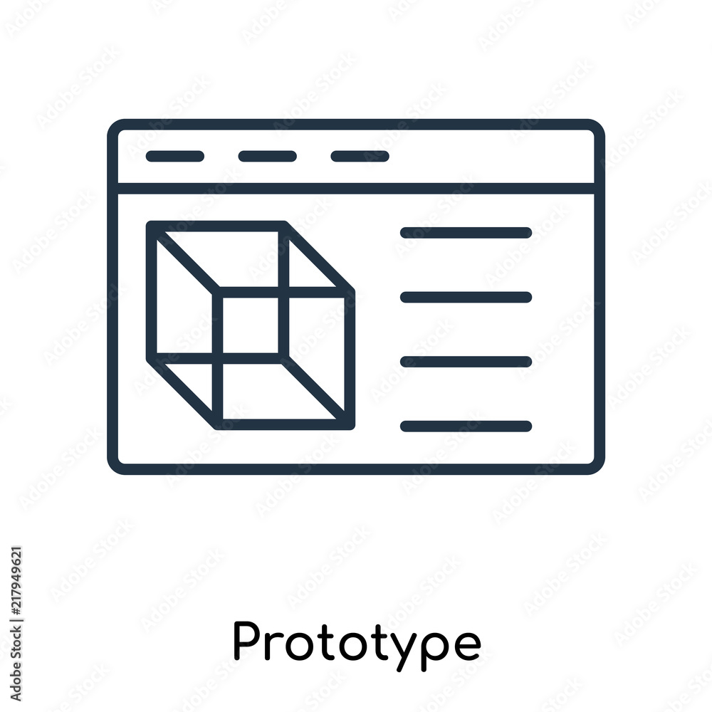 Poster prototype icon vector isolated on white background, prototype sign , thin symbols or lined elements 