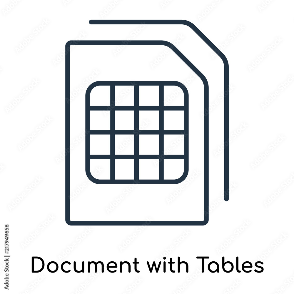 Poster document with tables icon vector isolated on white background, document with tables sign , thin symb