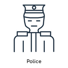 Police icon vector isolated on white background, Police sign , thin symbols or lined elements in outline style