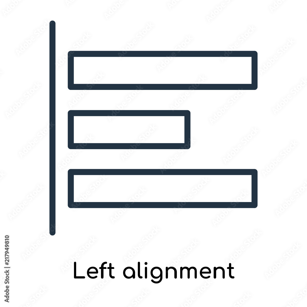 Poster left alignment icon vector isolated on white background, left alignment sign , line symbols or linea