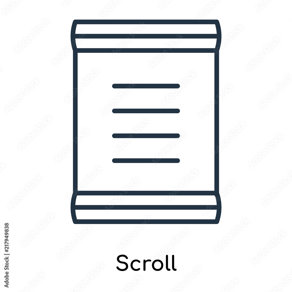Poster scroll icon vector isolated on white background, scroll sign , thin symbols or lined elements in out