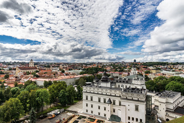 Obraz premium Tallin Estonia aerial drone image from Toompea hill with view from the Dome church, Tallinn, Estonia