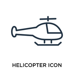 Helicopter icon vector isolated on white background, Helicopter sign , thin elements or linear logo design in outline style