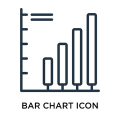 Bar chart icon vector isolated on white background, Bar chart sign , thin data symbols or linear machine learning design in outline style