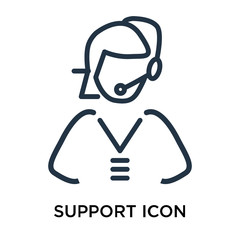 Support icon vector isolated on white background, Support sign , thin elements or linear logo design in outline style