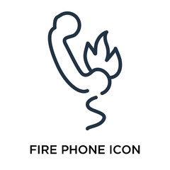 Obraz premium Fire phone icon vector isolated on white background, Fire phone sign , thin elements or linear logo design in outline style