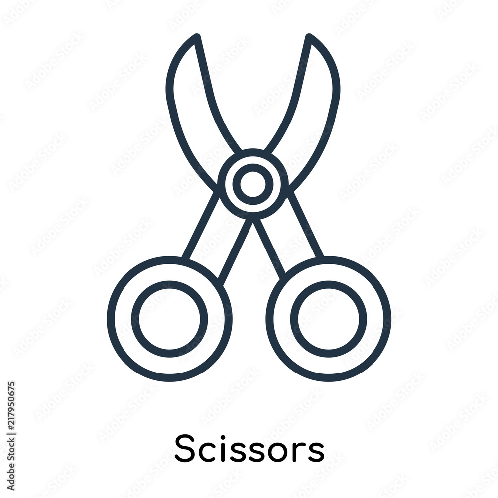 Poster scissors icon vector isolated on white background, scissors sign , thin symbols or lined elements in