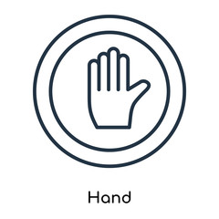 Obraz premium Hand icon vector isolated on white background, Hand sign , thin symbols or lined elements in outline style