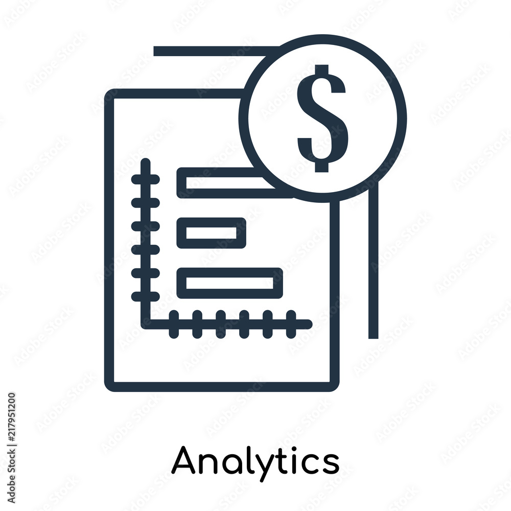 Poster analytics icon vector isolated on white background, analytics sign , thin symbols or lined elements 