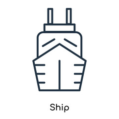 Ship icon vector isolated on white background, Ship sign , thin symbols or lined elements in outline style