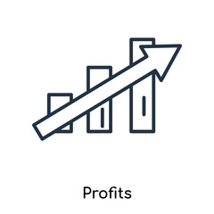 Profits icon vector isolated on white background, Profits sign , thin symbols or lined elements in outline style