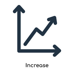Increase icon vector isolated on white background, Increase sign , filled dark symbol