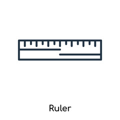 Ruler icon vector isolated on white background, Ruler sign , thin symbols or lined elements in outline style
