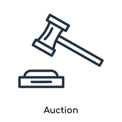 Auction icon vector isolated on white background, Auction sign , thin symbols or lined elements in outline style