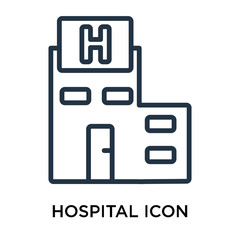 Hospital icon vector isolated on white background, Hospital sign , thin elements or linear logo design in outline style
