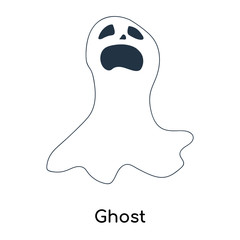 Ghost icon vector isolated on white background, Ghost sign , illustration with thin symbols or lined elements in outline style