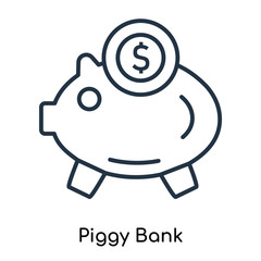 Piggy Bank icon vector isolated on white background, Piggy Bank sign , thin symbols or lined elements in outline style