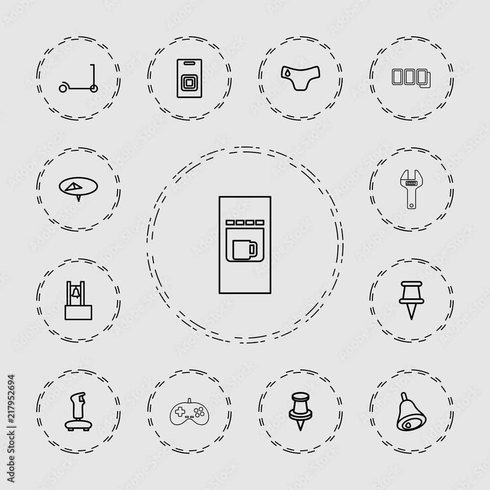 Poster collection of 13 push outline icons
