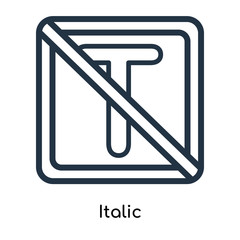 Italic icon vector isolated on white background, Italic sign , line symbols or linear logo design in outline style