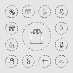 Collection of 13 grey outline icons