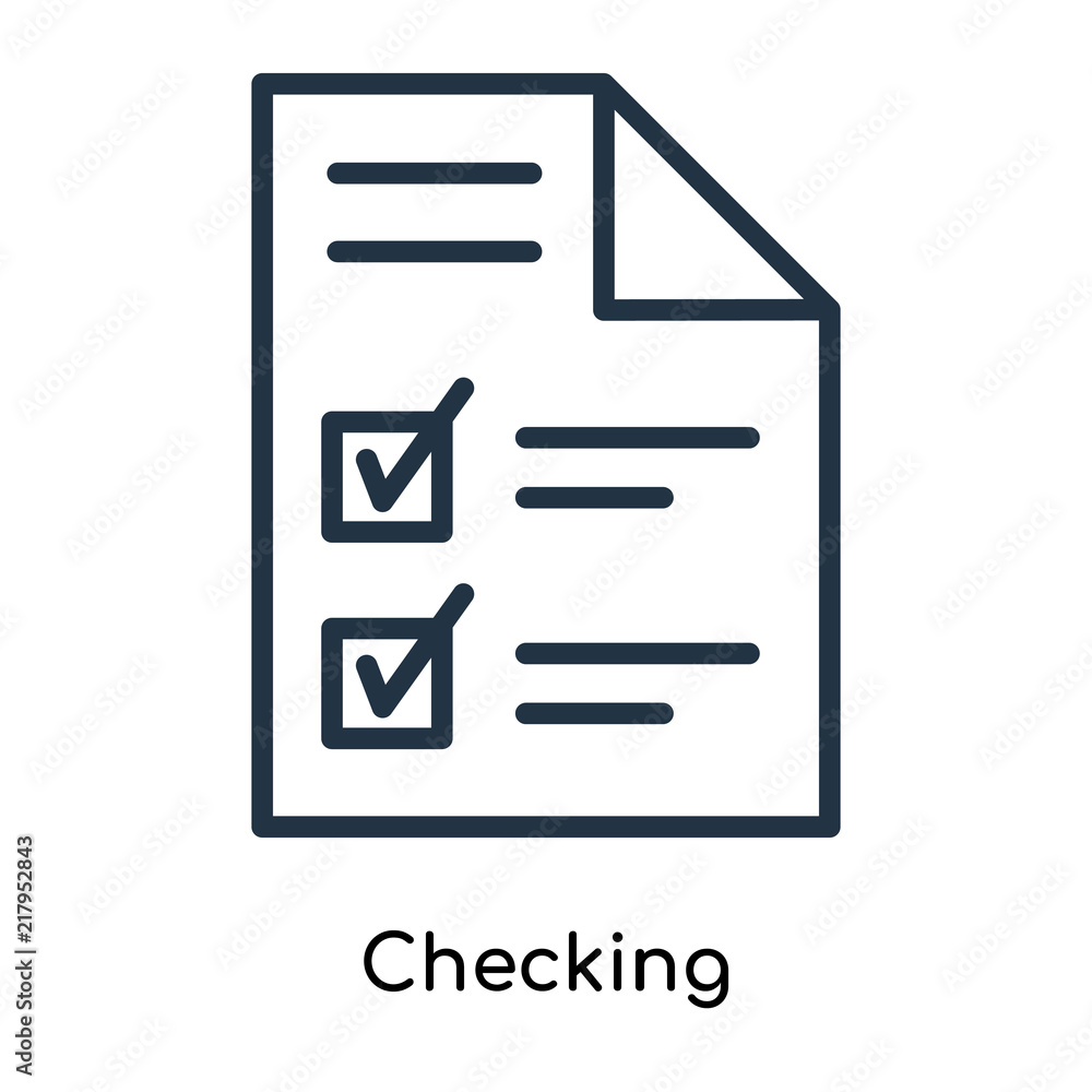 Poster checking icon vector isolated on white background, checking sign , line symbols or linear logo desig