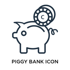 Piggy bank icon vector isolated on white background, Piggy bank sign , thin symbol or stroke element design in outline style