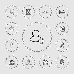 Collection of 13 person outline icons