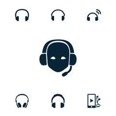 Collection of 7 headset filled icons