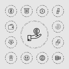 Collection of 13 dollar outline icons