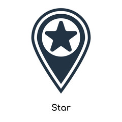 Star icon vector isolated on white background, Star sign , filled dark symbol