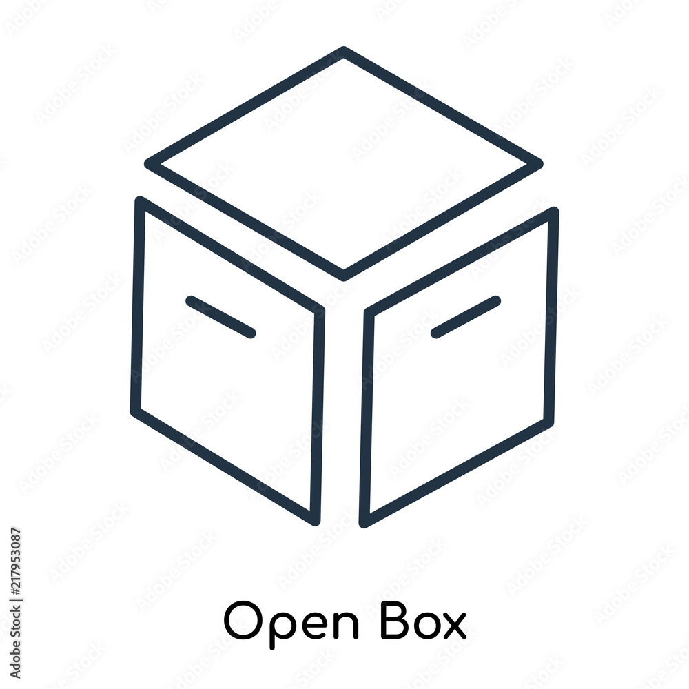 Poster open box icon vector isolated on white background, open box sign , thin symbols or lined elements in