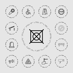 Fototapeta premium Collection of 13 warning outline icons