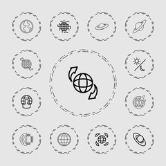 Collection of 13 planet outline icons