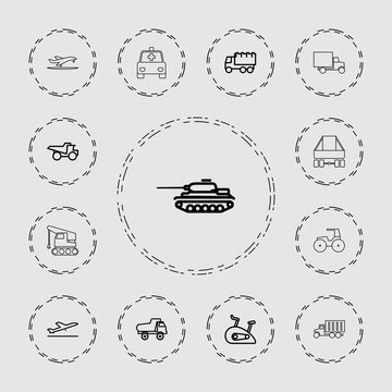 Collection of 13 vehicle outline icons